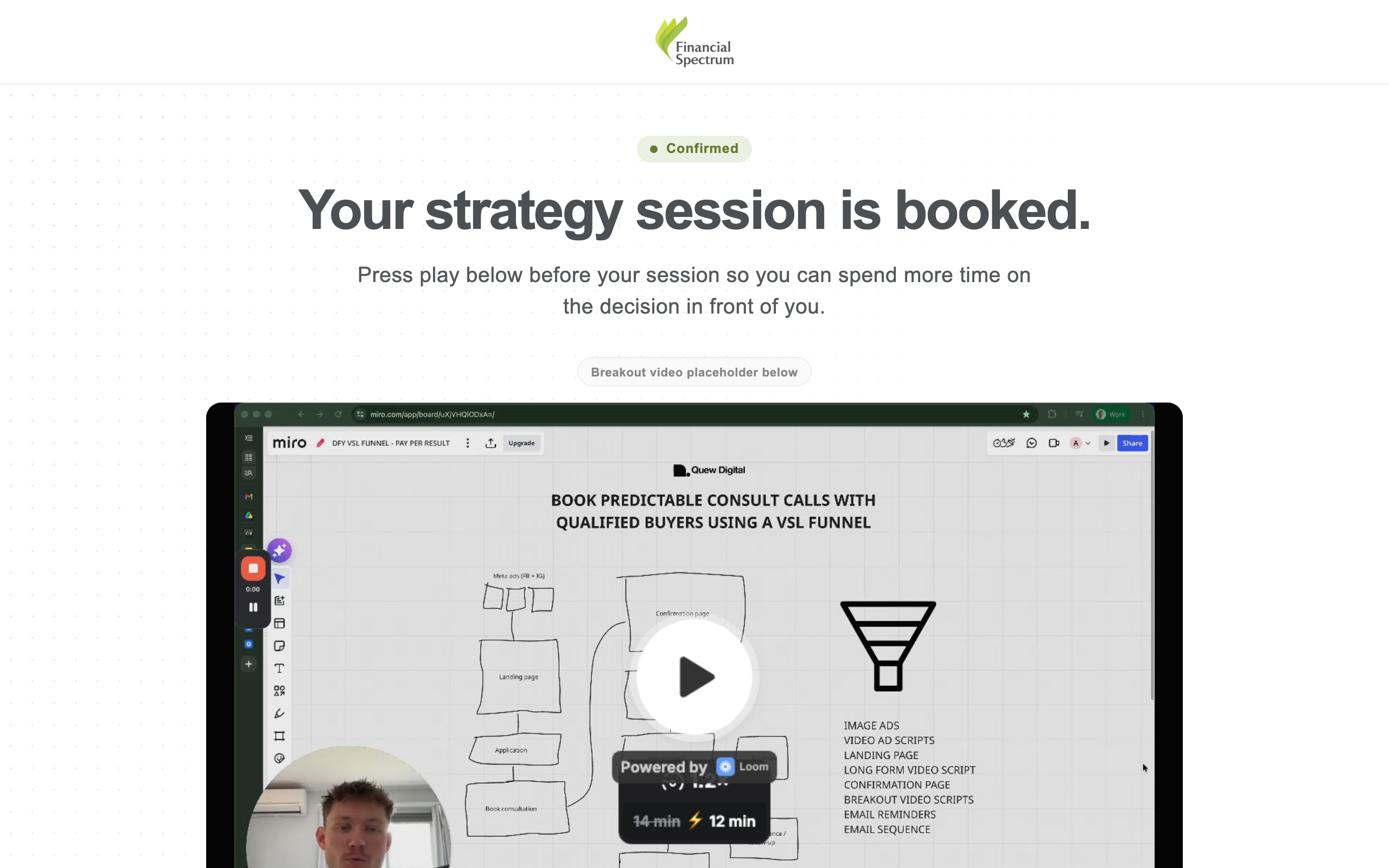 Confirmation page preview