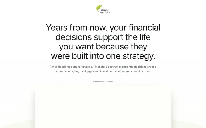 Landing page preview for Financial Spectrum