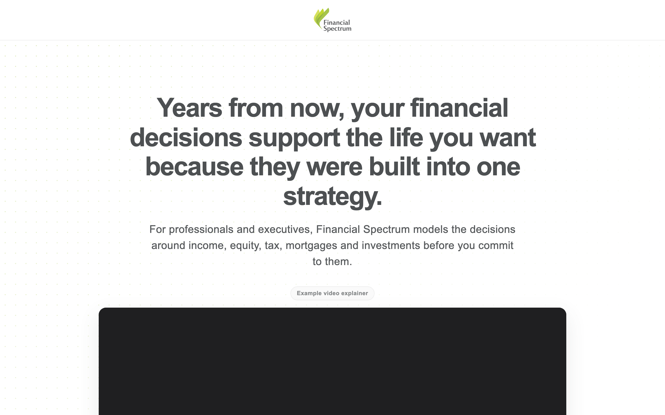 Landing page preview for Financial Spectrum